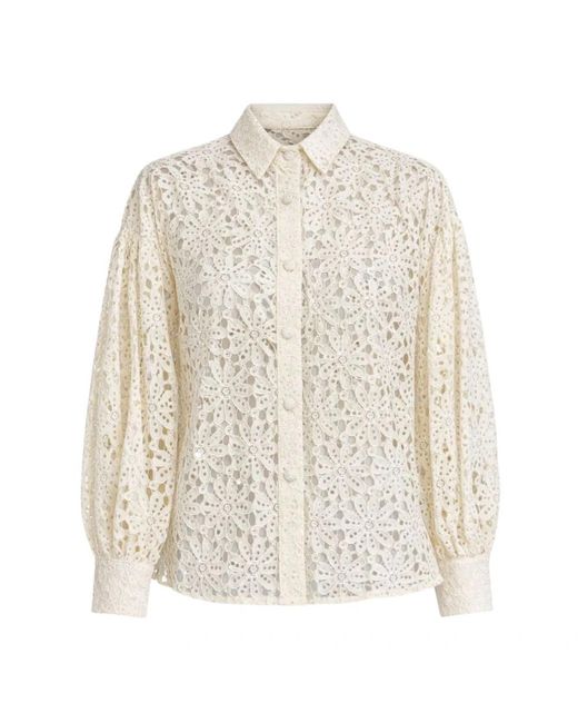 ACTUALEE Overhemden ,Bloemenkanten Blouse in het White
