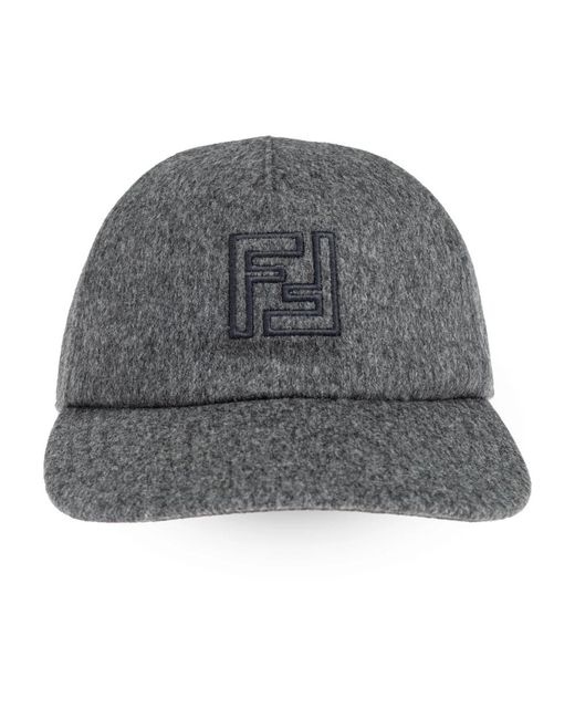 Fendi Accessoires ,Grijs ,Katoen Wool Baseball Cap in het Gray voor heren