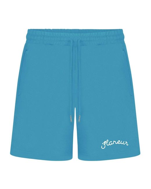 flâneur Kobalt Signature Jogger Shorts in Blue für Herren