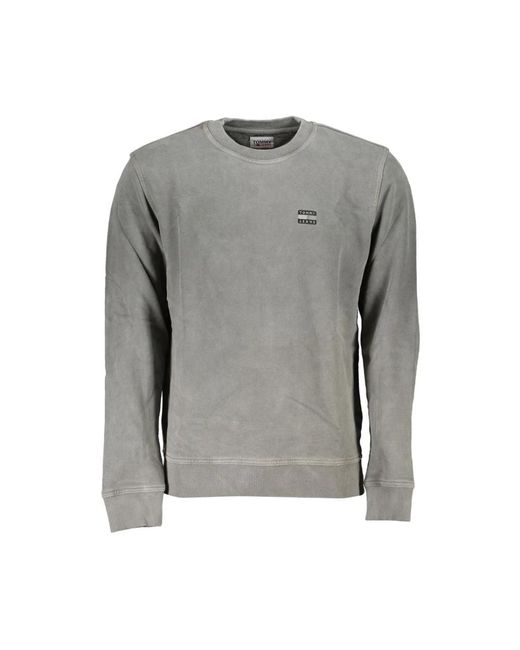 Tommy Hilfiger Schwarzer Baumwollpullover, Langärmlig, Rundhalsausschnitt in Gray für Herren