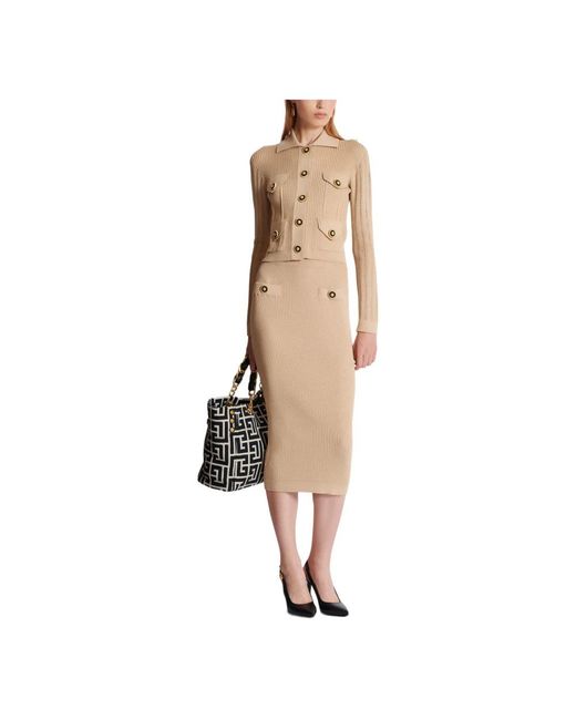 Balmain Natural Pencil Skirts
