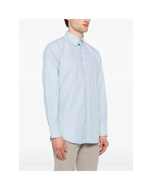 Brioni Weiße Button-Up Bluse Amerikanischer Kragen in Blue für Herren