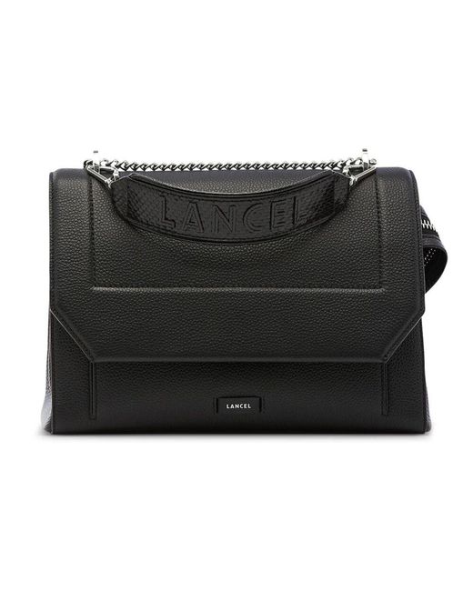 Lancel Black Ninon klappentasche schwarz leder