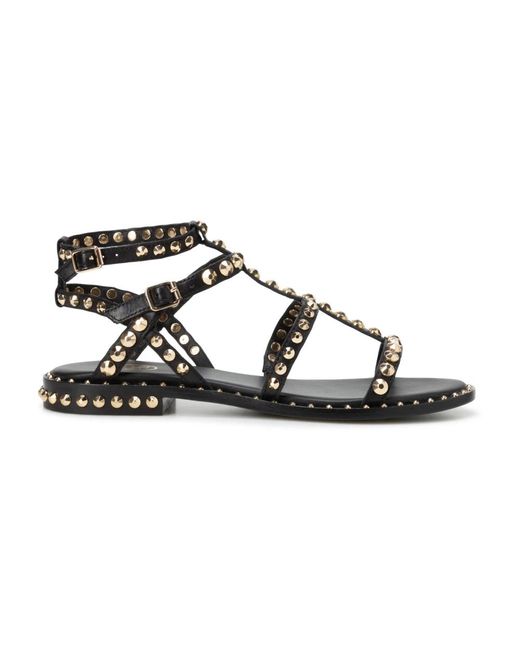 Ash Black Flat Sandals