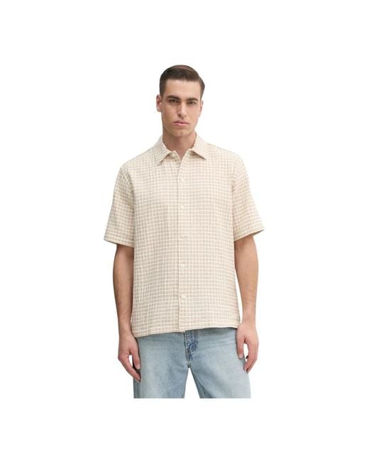Samsøe & Samsøe Short Sleeve Hemden in het Natural voor heren