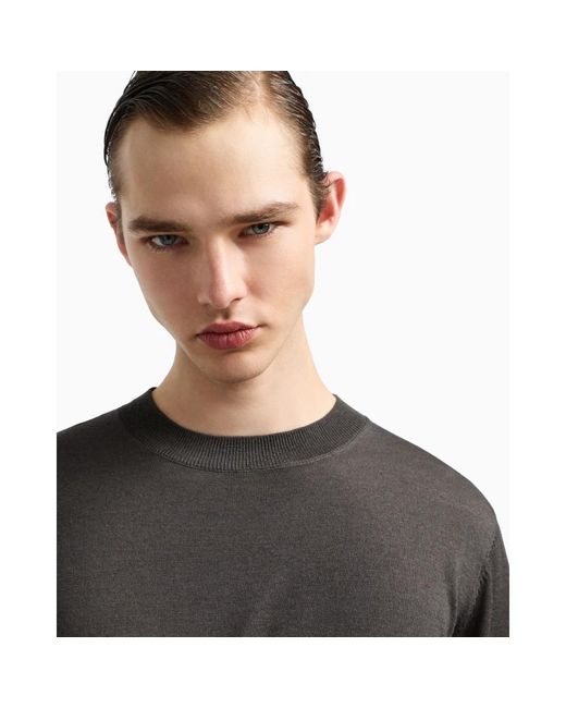 Emporio Armani Gray Round-Neck Knitwear for men