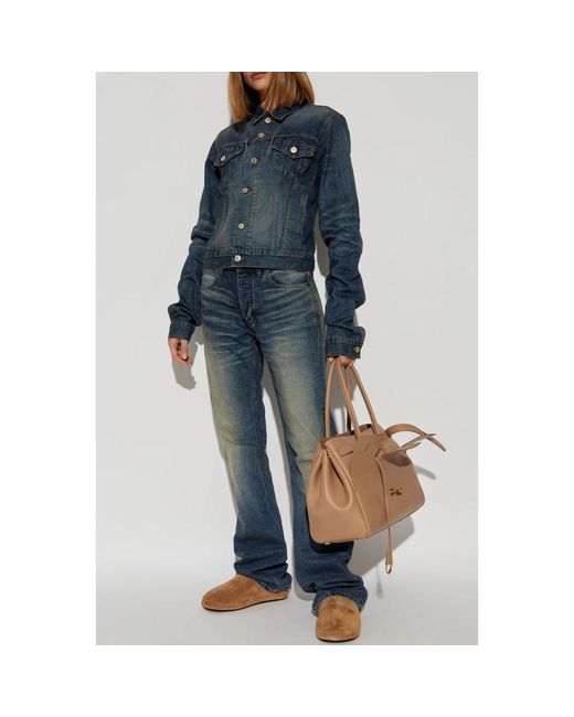 Balenciaga Jeans ,Blauw ,Katoen Jeans Met Vintage-Effect in het Blue