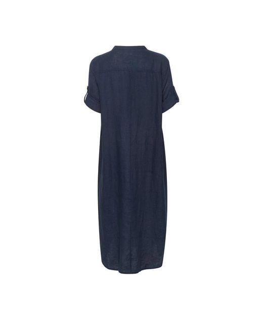 Cream Kleedjes ,Blauw ,Linnen Blauwe Caftan Jurk Met V-Hals in het Blue