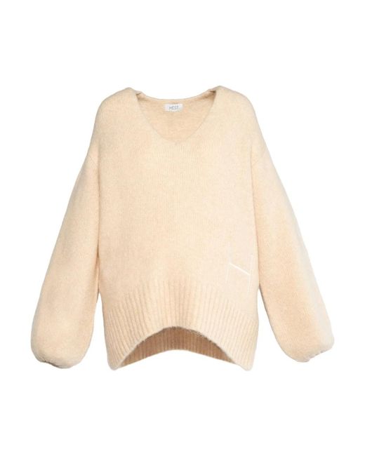 Hèst Natural Oversized V-Neck Sweater Summer Sand