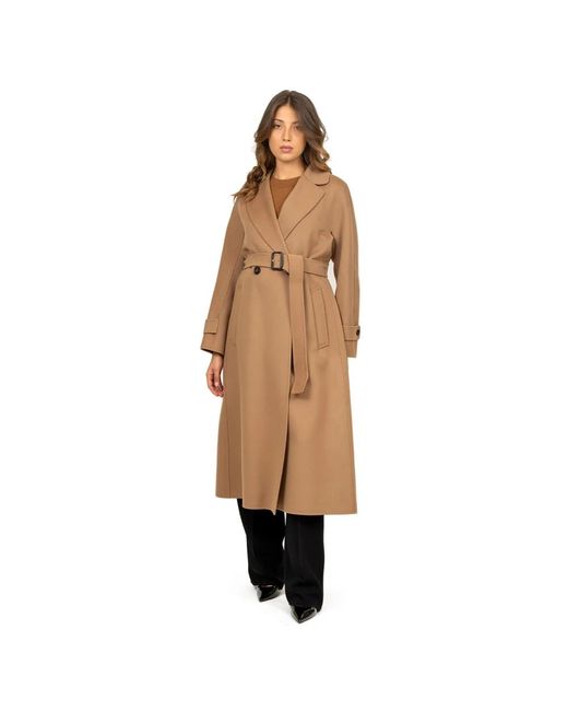 Max Mara Jassen ,Bruin ,Wol Ebano Double-Breasted Jas in het Brown