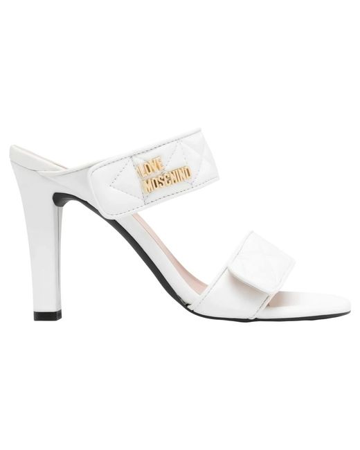 Love Moschino White Heeled Mules