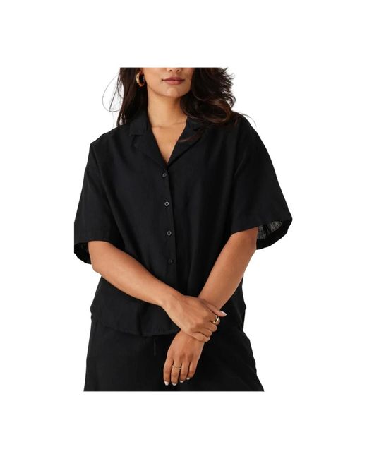 SELECTED Overhemden ,Zwart ,Katoen Zwarte Revers Shirt Voor Vrouwen in het Black