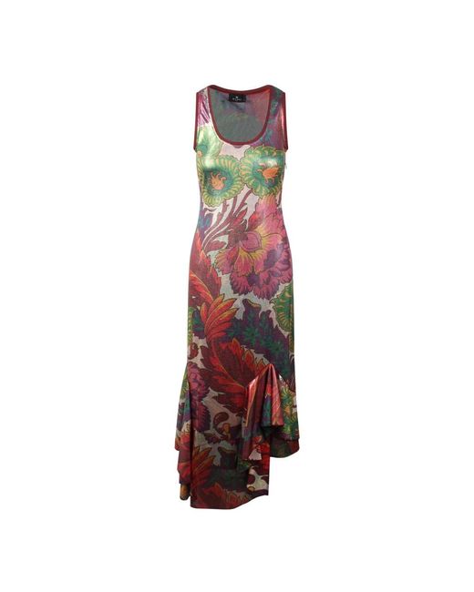 Etro Red Blumendruck Jersey Kleid