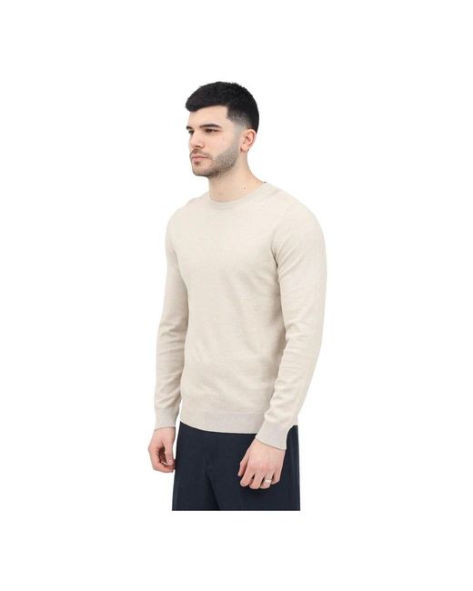 SELECTED Beiger rundhalspullover mode in White für Herren
