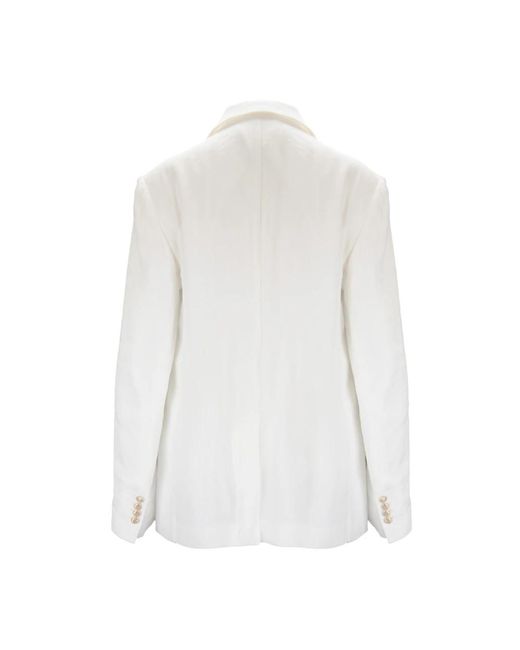 Elisabetta Franchi White Blazer Mit Goldknopf