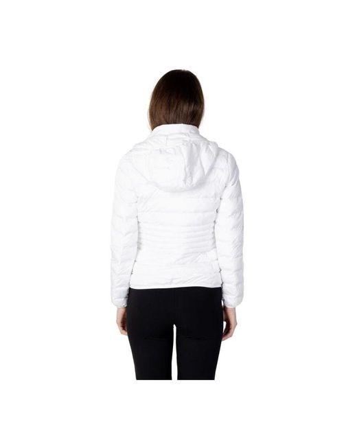 EA7 White Weiße polyesterjacke & telkollektion