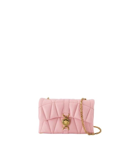 Borsa a tracolla in pelle rosa trapuntata agnello di Versace in Pink