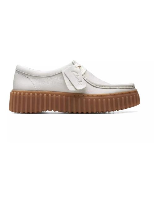 Clarks White Laced Shoes
