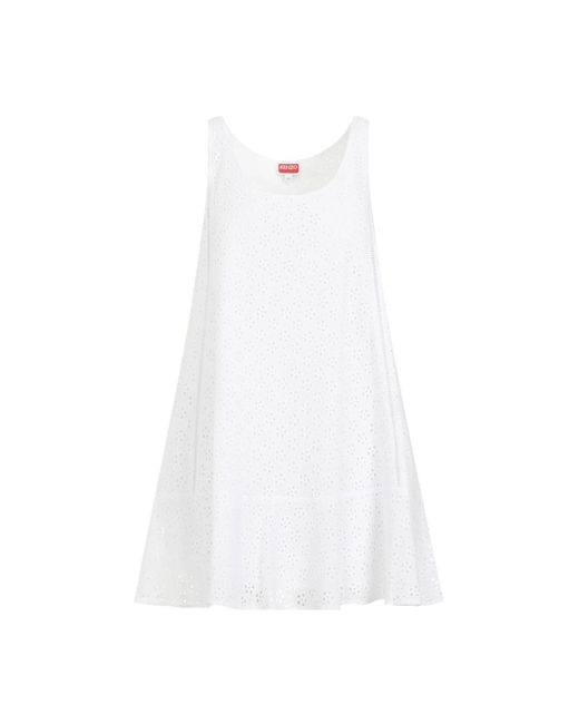 Broderie anglaise mini dress di KENZO in White