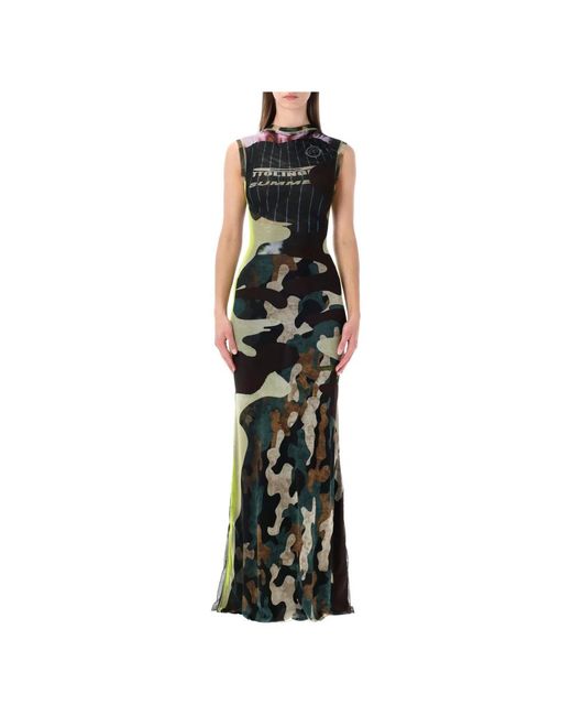 OTTOLINGER Kleedjes ,Veelkleurig ,Polyester Mesh Long Dress in het Black