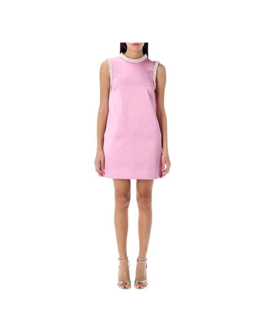 Self-Portrait Pink Rosa perlenbesetztes satin minikleid