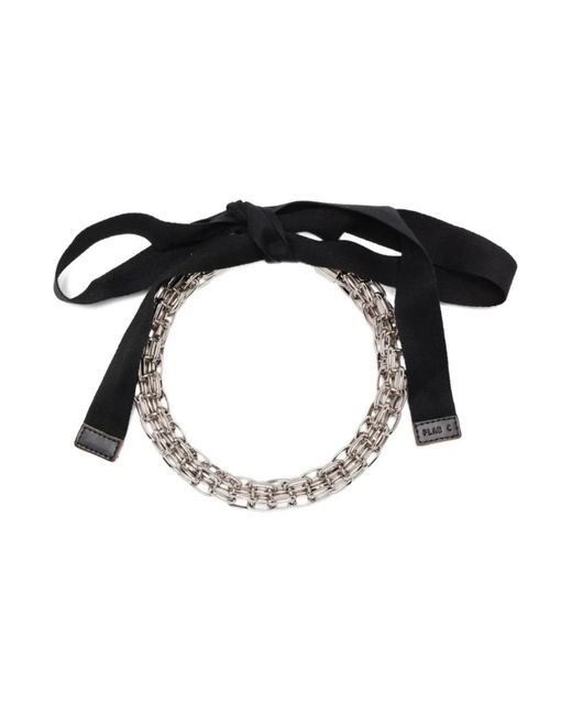 Plan C Black Long Grid Chain Necklace