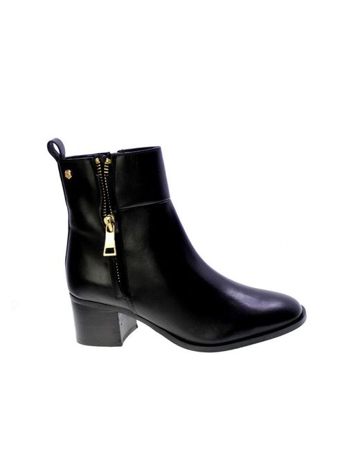 Carmela Black Schwarze leder-stiefeletten mit reißverschluss