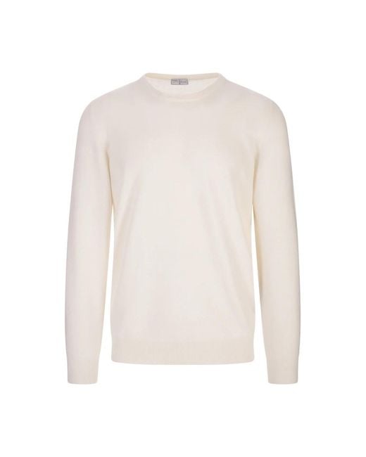 Fedeli White Round-Neck Knitwear for men