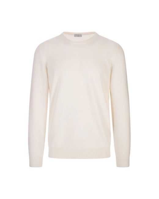Fedeli Witte Cashmere Ronde Hals Pullover Sweater in het White voor heren