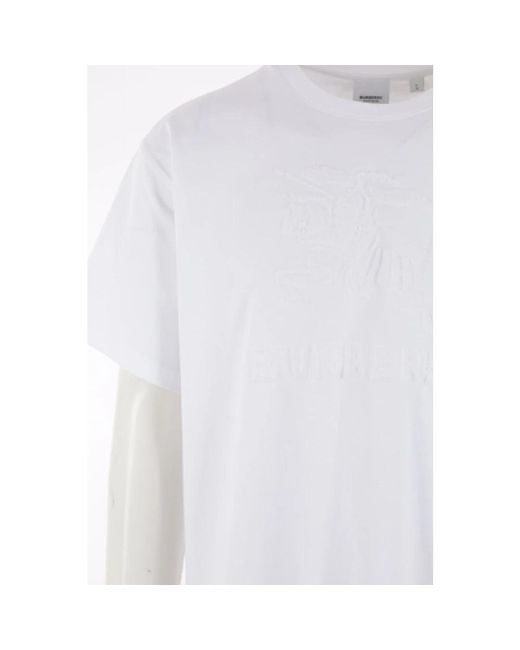 Burberry Weißes jersey-baumwoll-t-shirt mit equestrian teddy logo in White für Herren