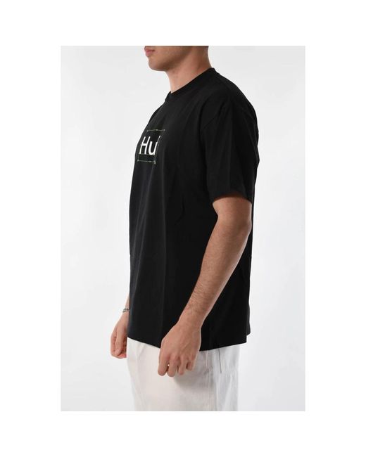 Huf Baumwoll-t-shirt mit front- und rückendruck in Black für Herren