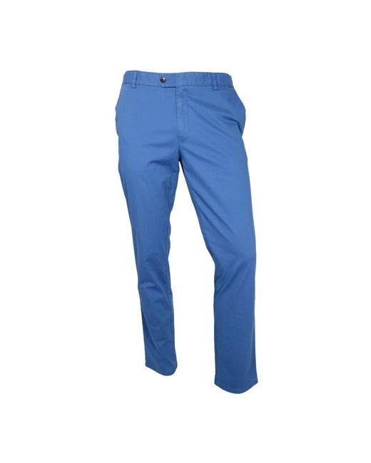 Meyer Broeken ,Blauw ,Katoen Oslo Perfect Fit Flex Broek Blauw in het Blue voor heren