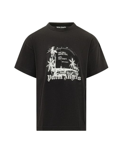 Palm Angels Statement Regular Tee in Black für Herren