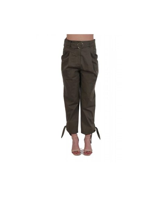 Marella Broeken ,Groen ,Wol Motrice Broek Met Riem in het Black