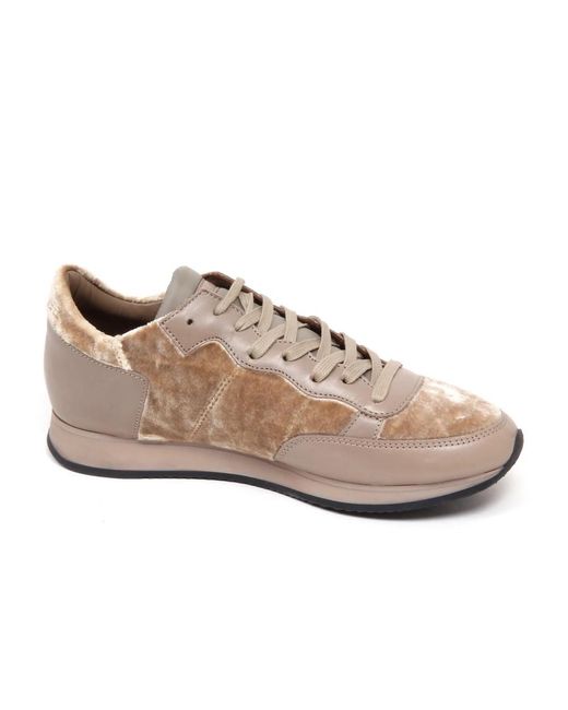 Philippe Model Schoenen ,Veelkleurig ,Leer Tropez L D Velour Sable Sneakers in het Multicolor