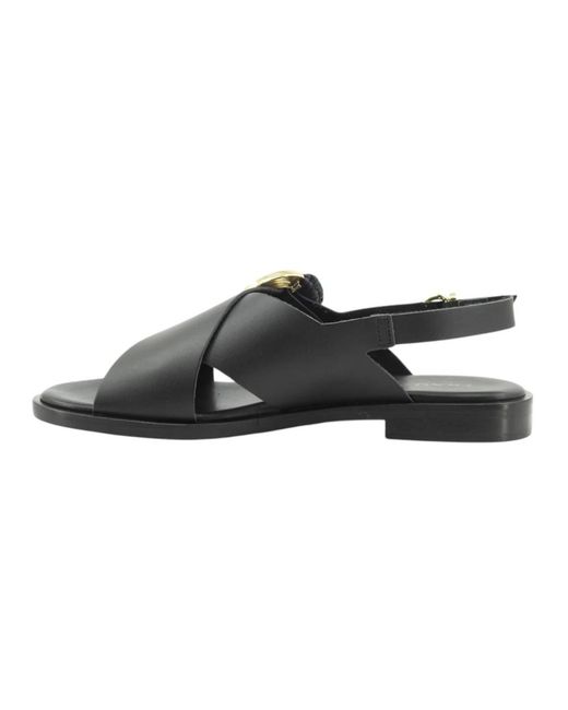 Frau Black Flat Sandals