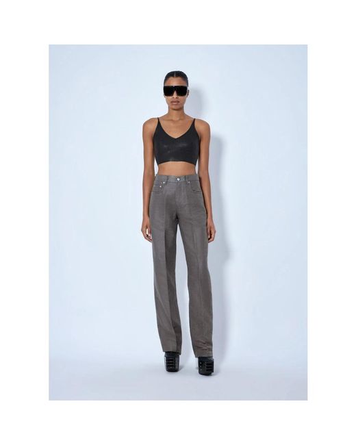 Rick Owens Gray Straight Trousers