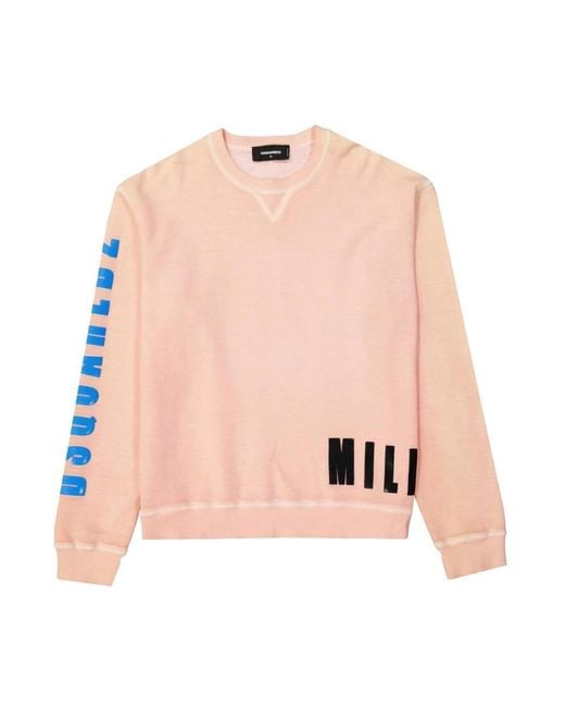 DSquared² Grafische Print Crewneck Sweatshirt in het Pink voor heren