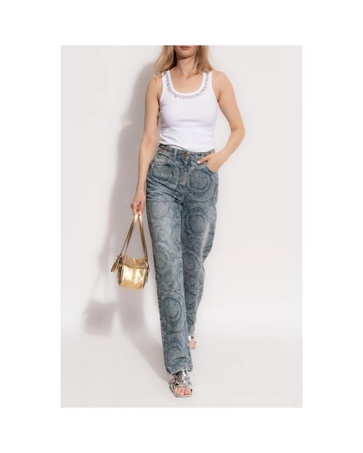 Versace Jeans ,Blauw ,Katoen Jeans Met Barocco Patroon in het Blue
