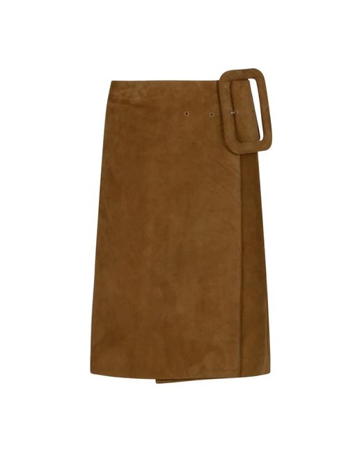 Leather Skirts AMI de color Brown