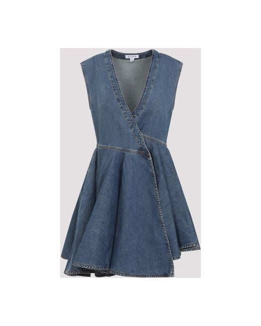 Alaïa Blue Blaues Baumwollkleid Elegant Sommerausflug