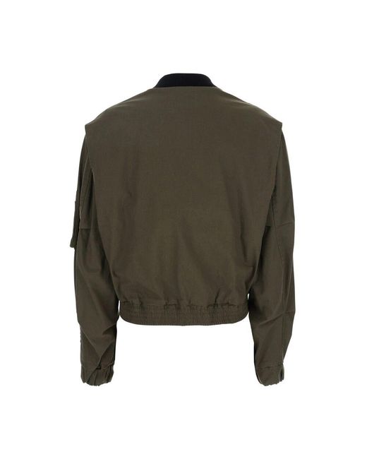 Grifoni Green Grüne Kurze Baumwolljacke Mit Taschen