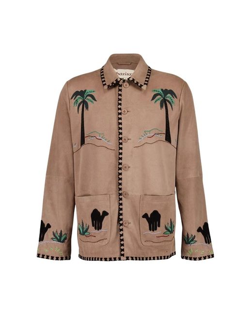 BAZISZT Brown Leather Jackets for men