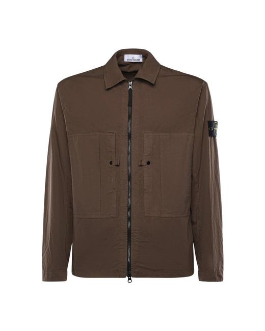 Stone Island Jassen ,Katoen Light Jassen in het Brown voor heren
