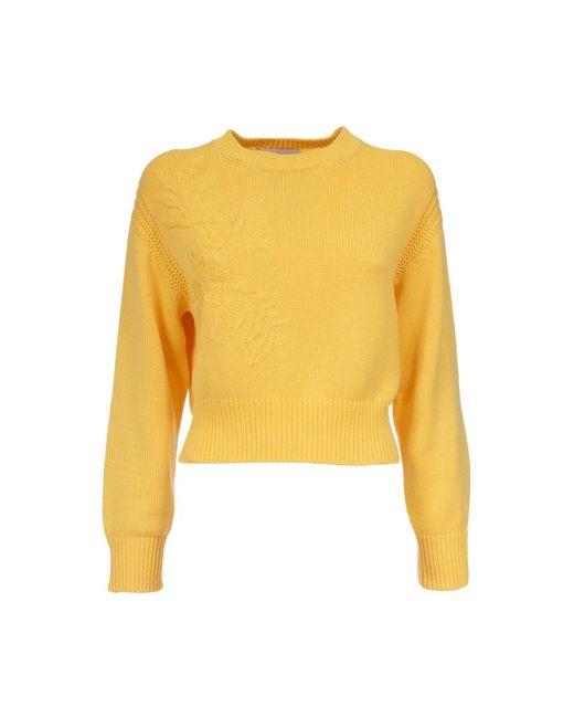 Jersey de algodón bordado floral Ermanno Scervino de color Yellow