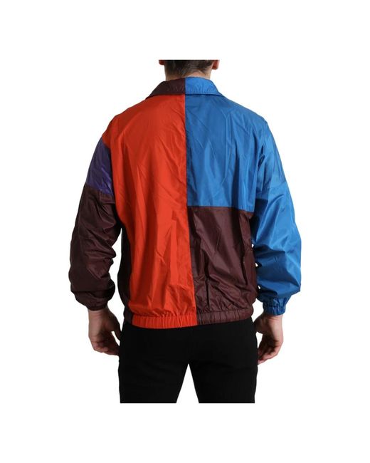 Dolce & Gabbana Jassen ,Veelkleurig Blok Windbreaker Jas in het Red voor heren