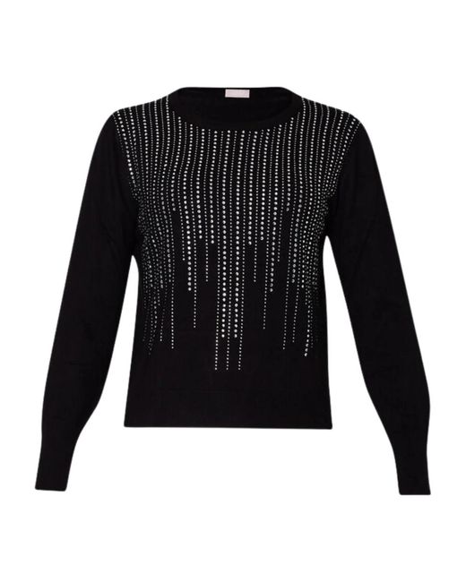 Maglione donna con strass dégradé di Liu Jo in Nero