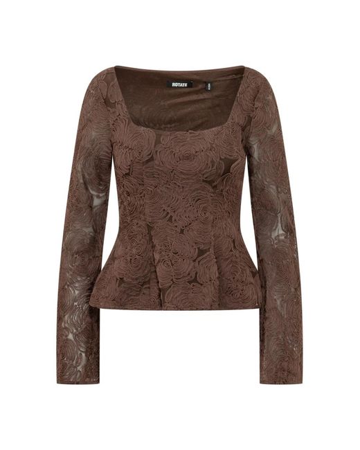 ROTATE BIRGER CHRISTENSEN Brown Long Sleeve T-Shirts