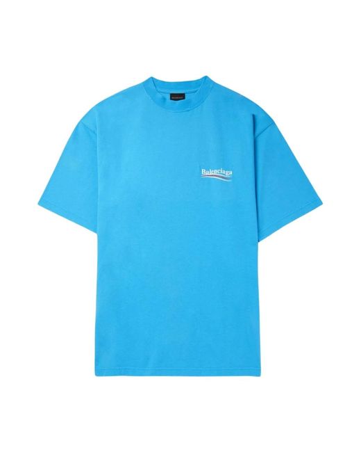 Balenciaga Logo Print T-Shirt Mit Distressed-Effekt in Blue für Herren