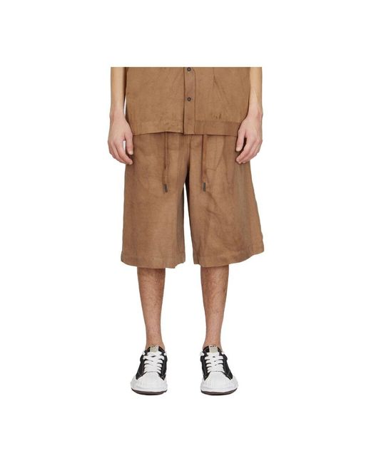 Andrea Ya'aqov Viskose leinen bermuda shorts in Natural für Herren